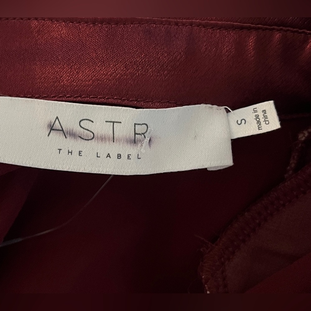 Astr The Label Ruth Burgundy Satin Shirt Dress size small - Picture 12 of 14